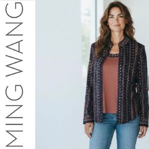 NWT Ming Wang Black And Brown With  Metalic Accents 2 Pieces Cardigan Set. M.